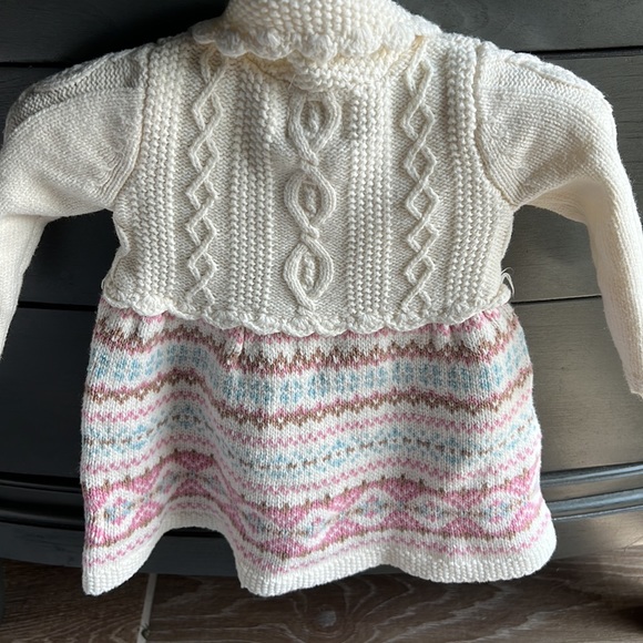 Fair isle sweater dress with matching beret beanie hat 0-3 - Picture 4 of 7